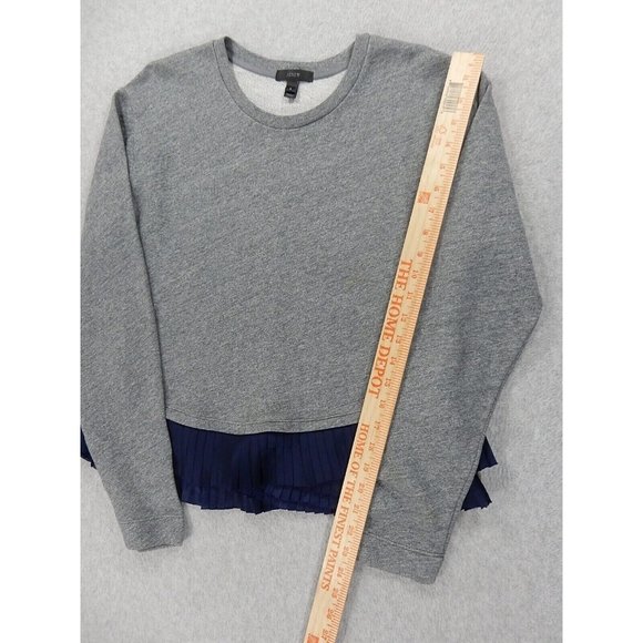 J Crew Ruffled‎ Hem Crew Sweatshirt (Women's Small) Gray/Blue - Cotton - Picture 3 of 11